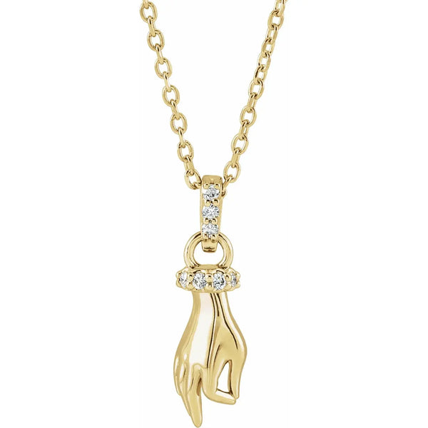 Buddha Hand Diamond Necklace – 14K Gold