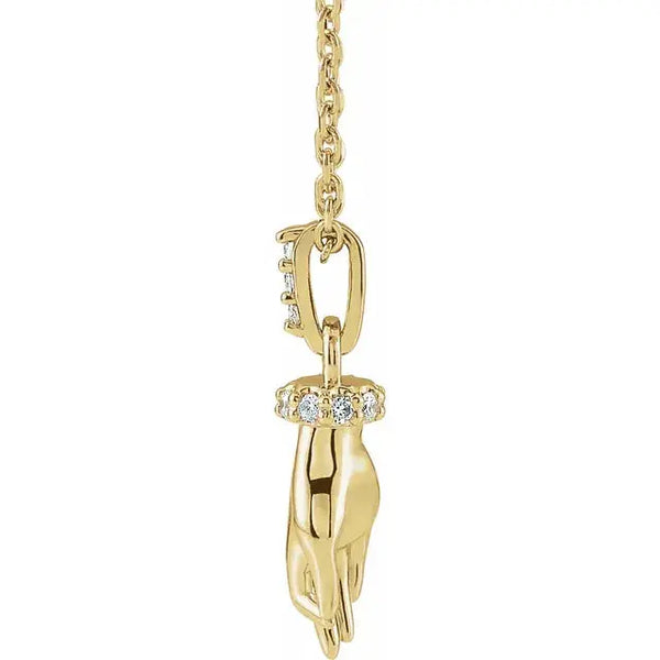 Buddha Hand Diamond Necklace – 14K Gold - 2