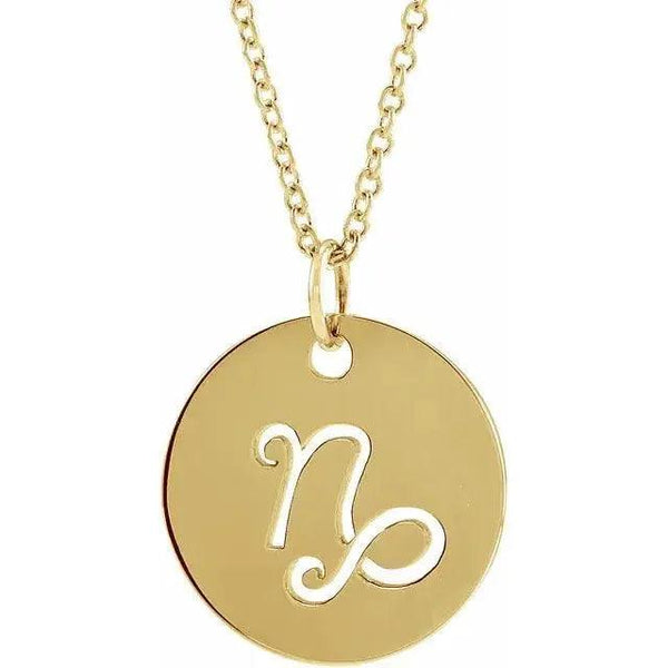 Capricorn Zodiac Disc Necklace