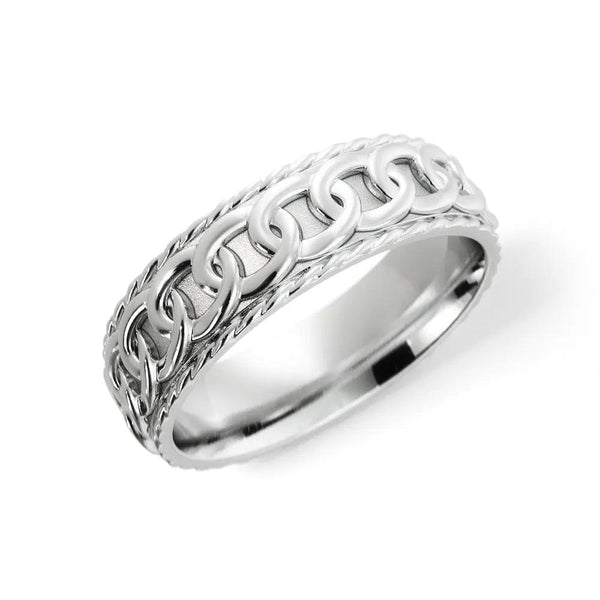 Chain Link Wedding Ring – White Gold 6mm