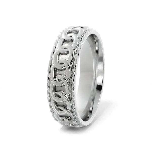 Chain Link Wedding Ring – White Gold 6mm - 2