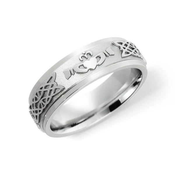 Claddagh Celtic Wedding Ring – White Gold 6mm