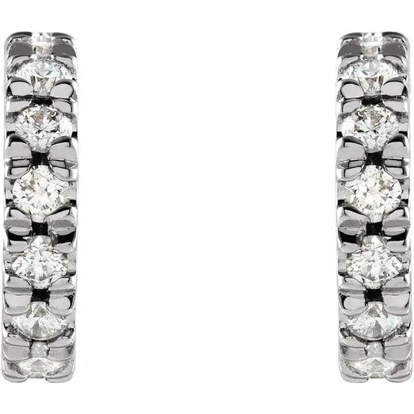 Classic Diamond Hoop Earrings in Sterling Silver - 2