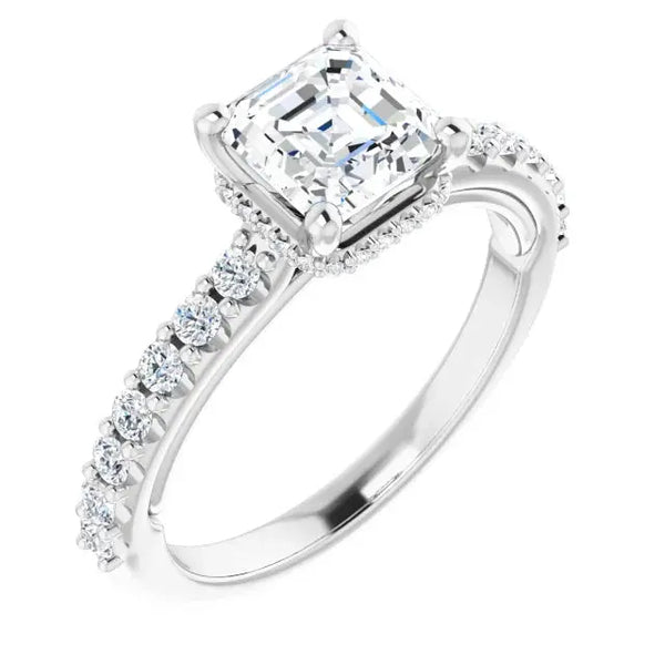 Classic Halo Asscher Diamond Ring - 5