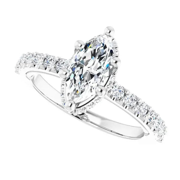 Classic Halo Marquise Diamond Ring - 2