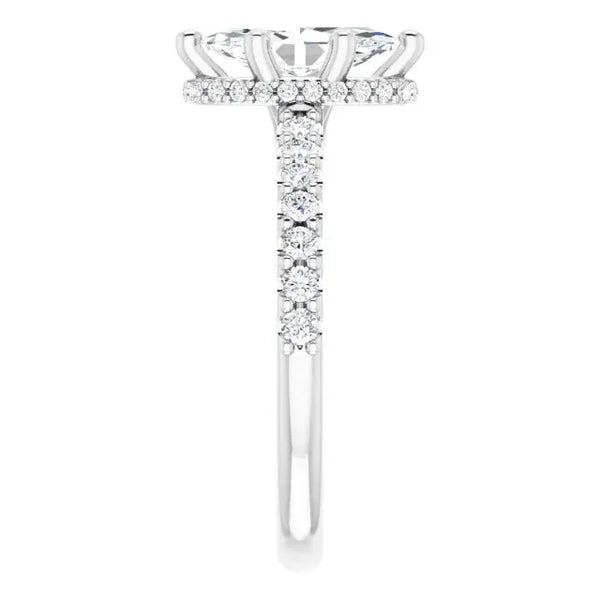 Classic Halo Marquise Diamond Ring - 3