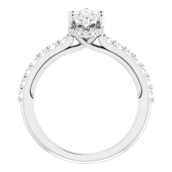 Classic Halo Marquise Diamond Ring - 4