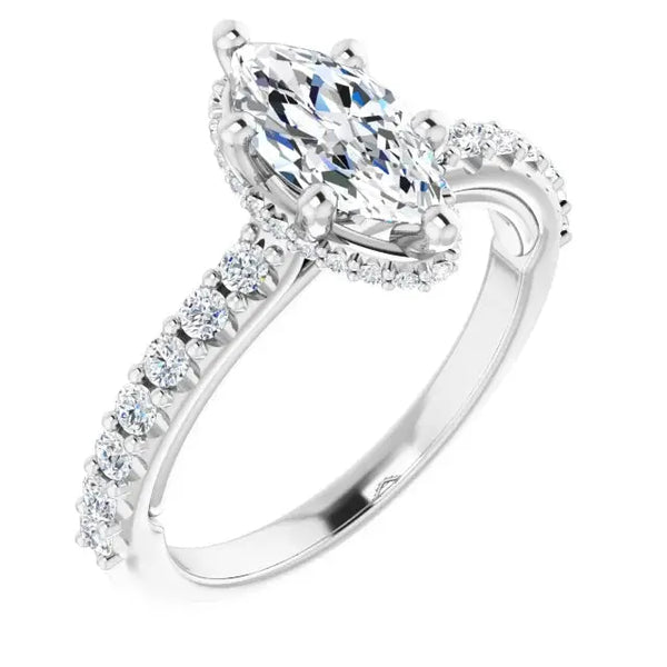 Classic Halo Marquise Diamond Ring - 5