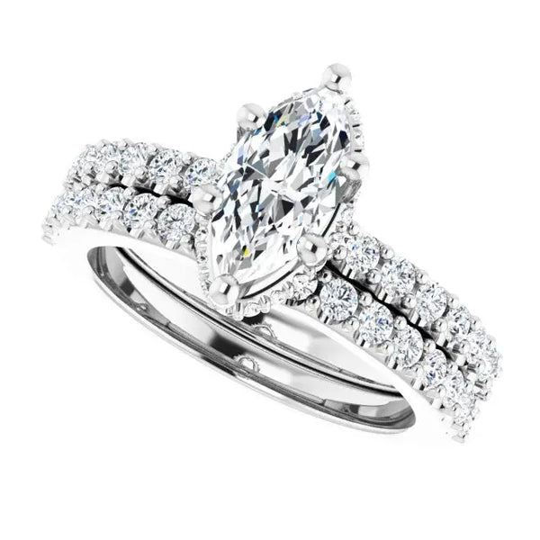 Classic Halo Marquise Diamond Ring - 6