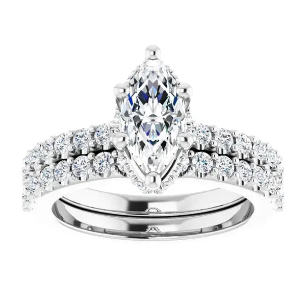 Classic Halo Marquise Diamond Ring - 8