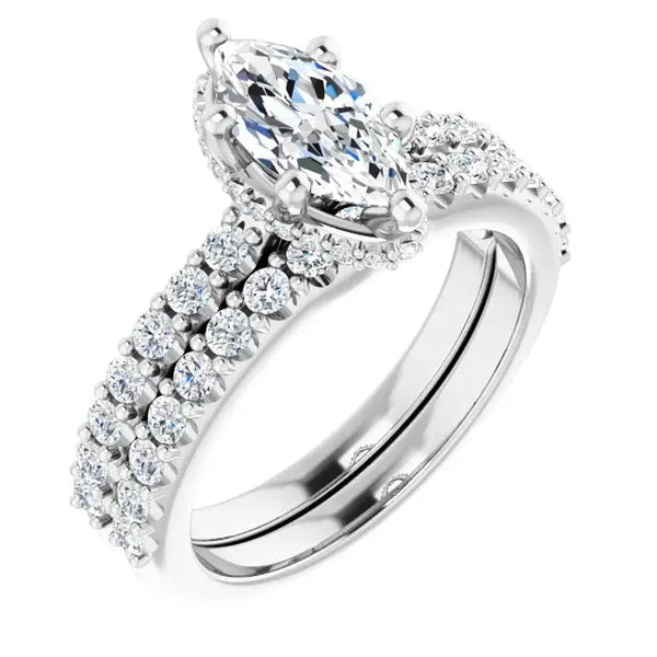 Classic Halo Marquise Diamond Ring - 10