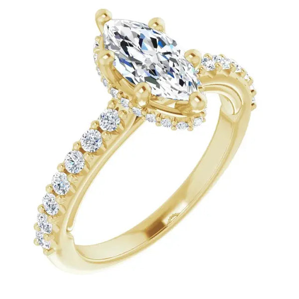 Classic Halo Marquise Diamond Ring - 11