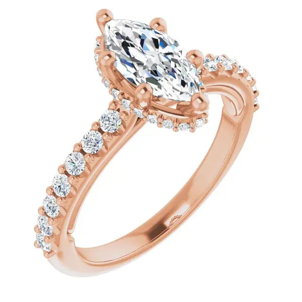 Classic Halo Marquise Diamond Ring - 12