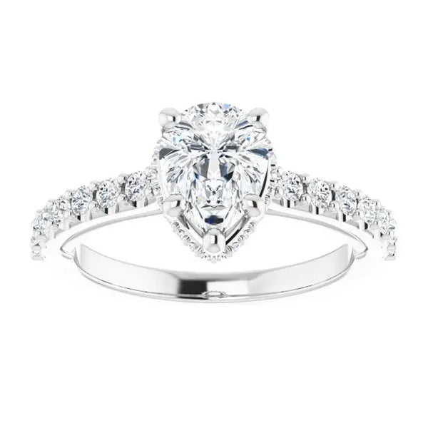 Classic Halo Pear Diamond Ring