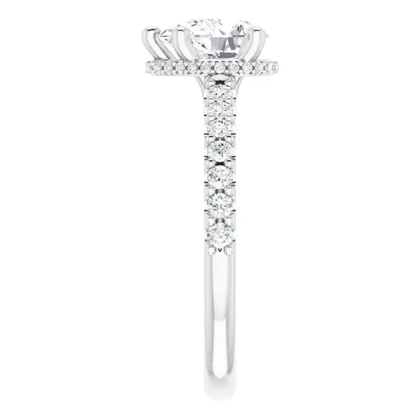 Classic Halo Pear Diamond Ring - 3