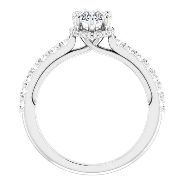 Classic Halo Pear Diamond Ring - 4