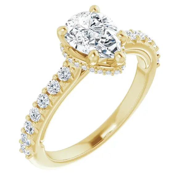 Classic Halo Pear Diamond Ring - 6