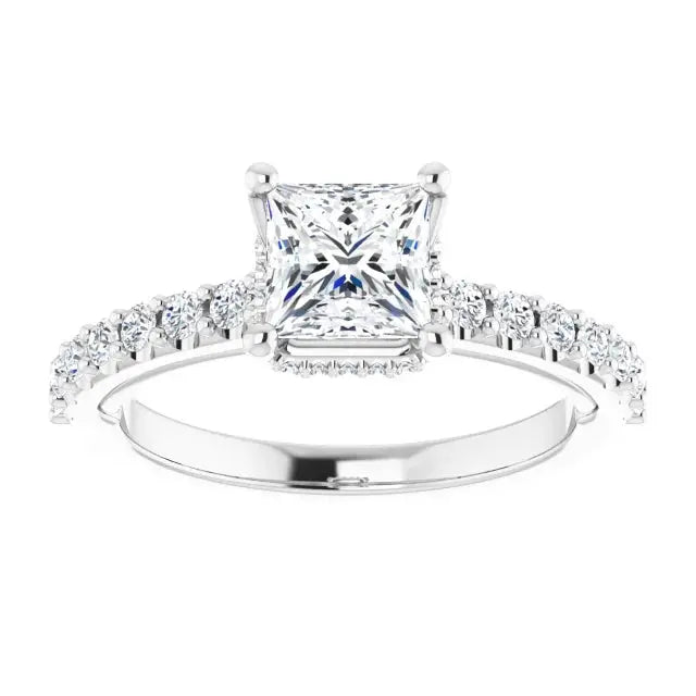 Classic Halo Princess cut Diamond Ring Jimmy Leon Fine Jewelry