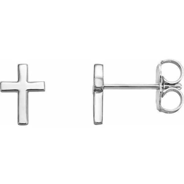 Classic plain cross earring - small 14k gold earrings - 2