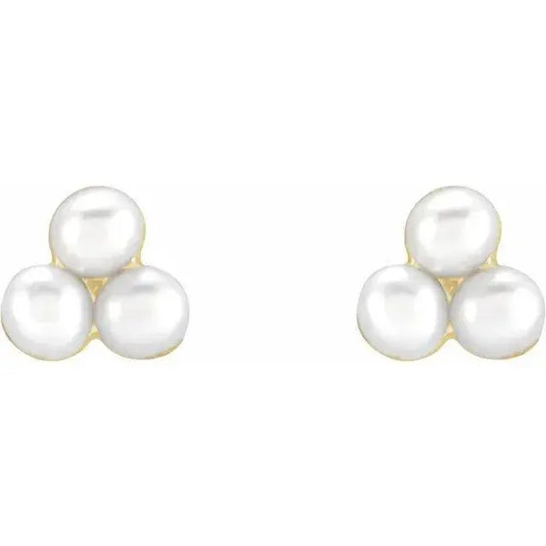 14K Gold Cluster Pearl Earrings – Elegant Bridal Jewelry - 2