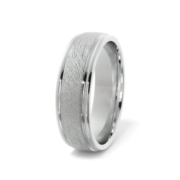 Homer's Resolve – 5mm Cross Satin Finish Platinum Wedding Band - 2