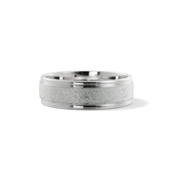 Homer's Resolve – 5mm Cross Satin Finish Platinum Wedding Band - 3