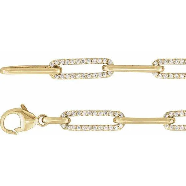 1 Carat Diamond Paperclip Style Bracelet in 14k Gold – Modern Elegance - 2