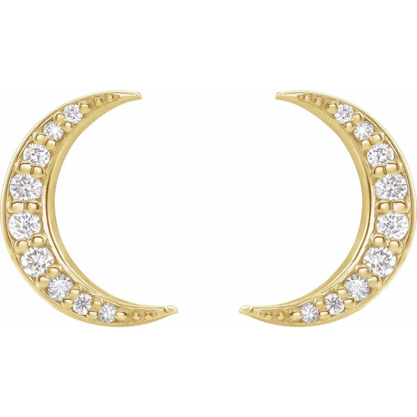 Diamond Crescent Moon Earrings – Solid Gold