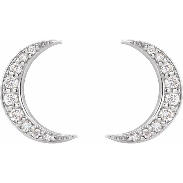 Diamond Crescent Moon Earrings – Solid Gold - 3