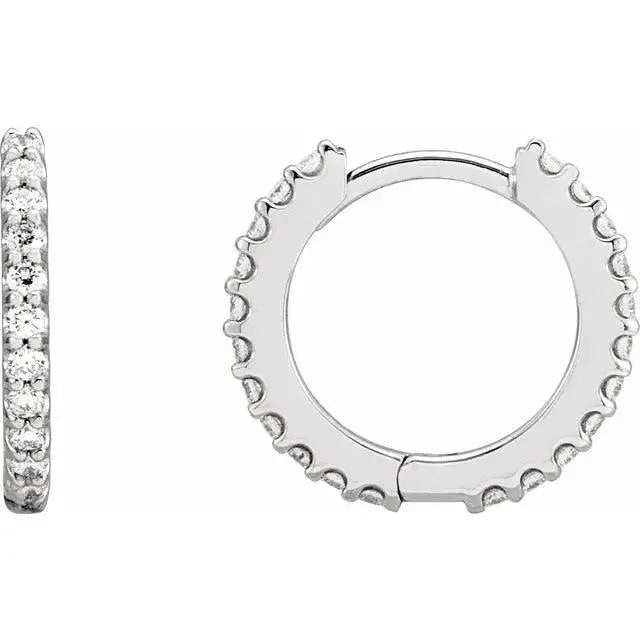 Elegant silver hoop earrings with natural diamonds for women