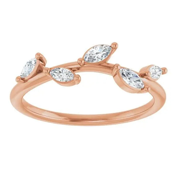 Diamond Leaf Ring in 14K Gold – Nature-Inspired Elegance for Women - 4