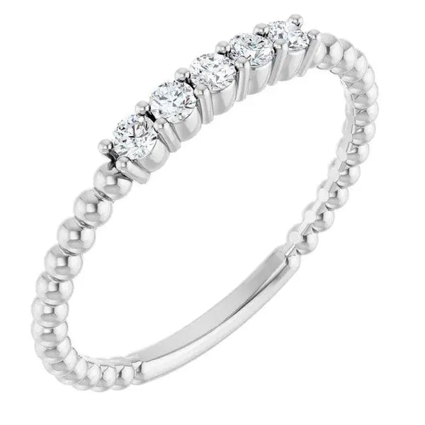 Sterling Silver Diamond Stackable Bead Ring – Elegant Simplicity