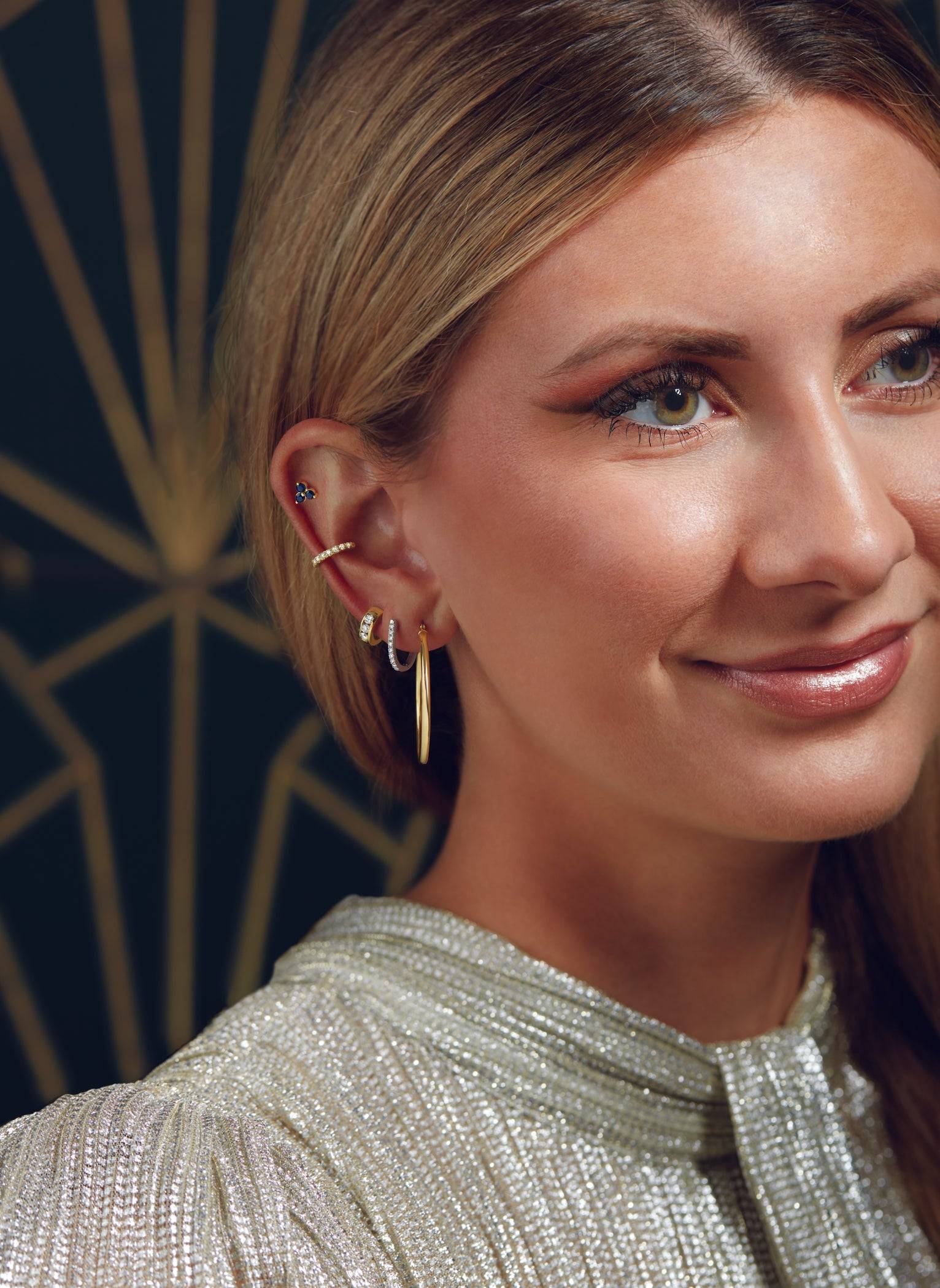 Intricate diamond setting in gold ear cuff by Dimitrios Creations