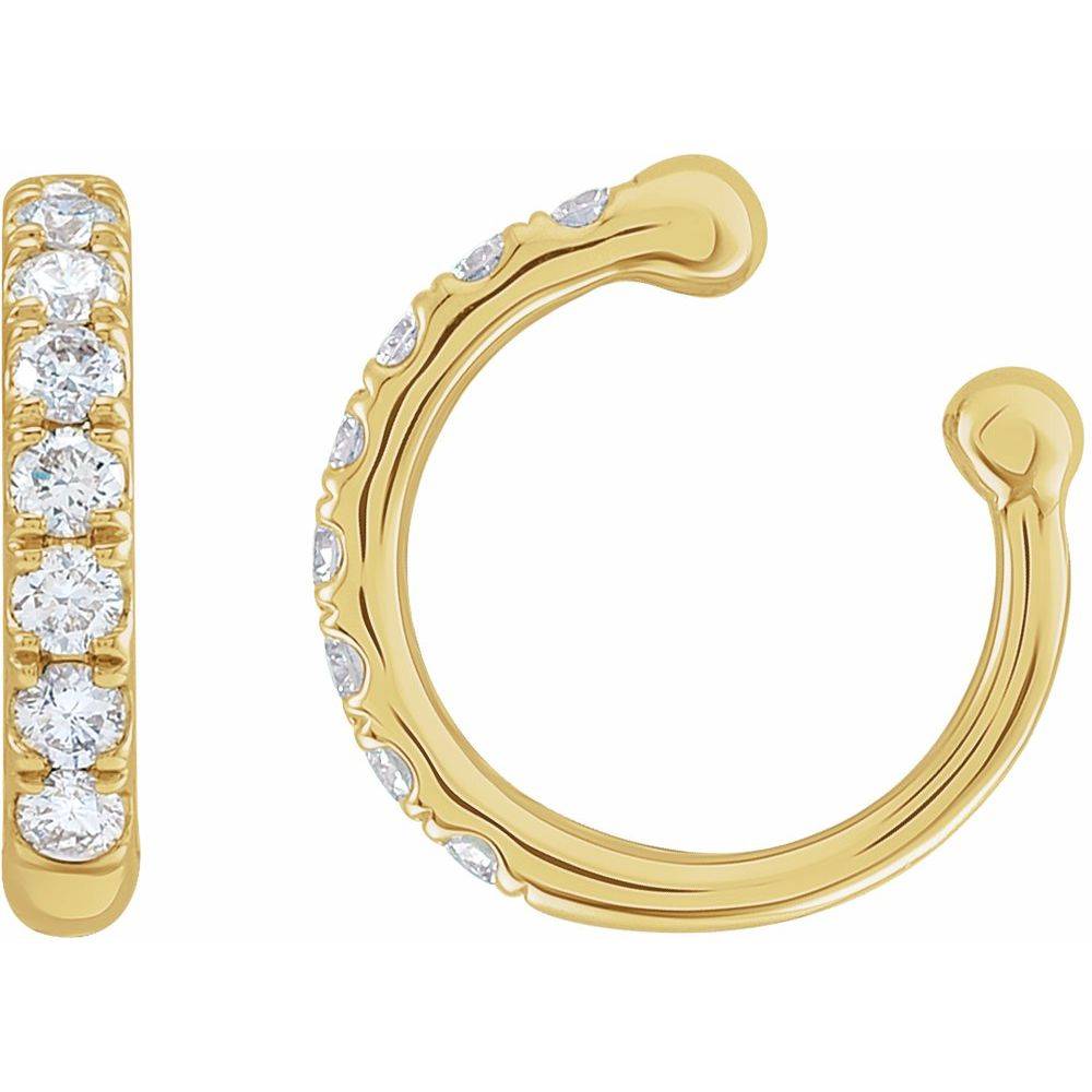 14K gold pavé diamond ear cuff, slip-on design, VS lab-grown diamonds (1/6 CTW), handcrafted in NYC.