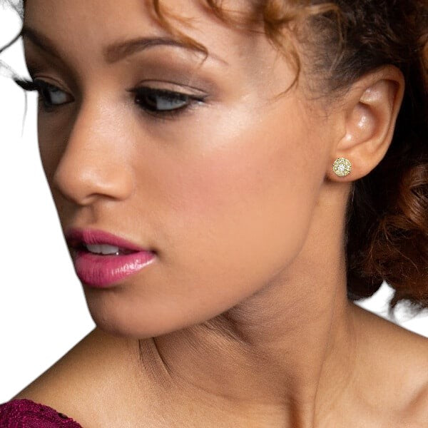 Elysian Halo Diamond Studs – 14K Gold Earrings