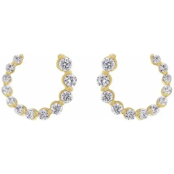 14K Gold Diamond Circle Earrings – Elegant Hoop Studs for Timeless Style