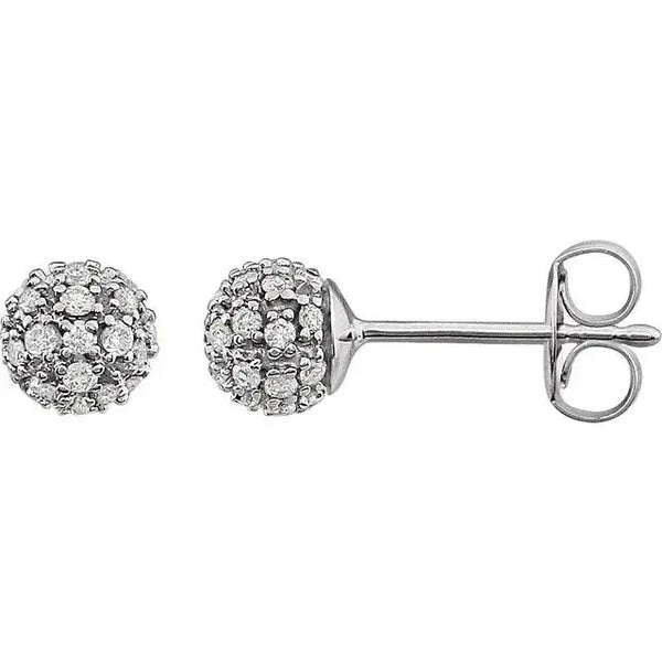 14K White Gold Disco Ball Stud Earrings – Perfect Mother's Day Gift