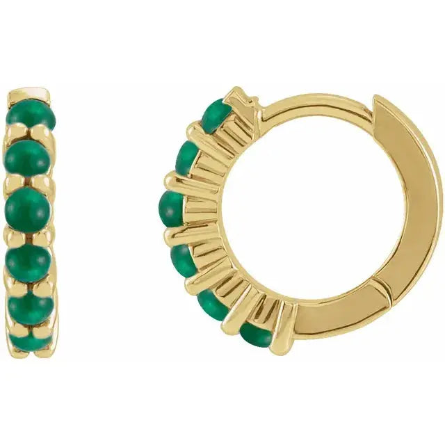 Emerald Cobachon Hoop Earrings 14K | Jimmy Leon Jimmy Leon Fine Jewelry