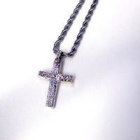 Hammered Cross Necklace in Solid Gold