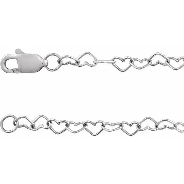 14K Gold Heart Cable Chain Bracelet – 3.2mm Dainty Elegance - 2