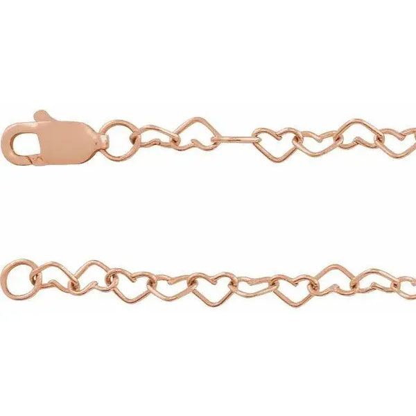 14K Gold Heart Cable Chain Bracelet – 3.2mm Dainty Elegance - 3