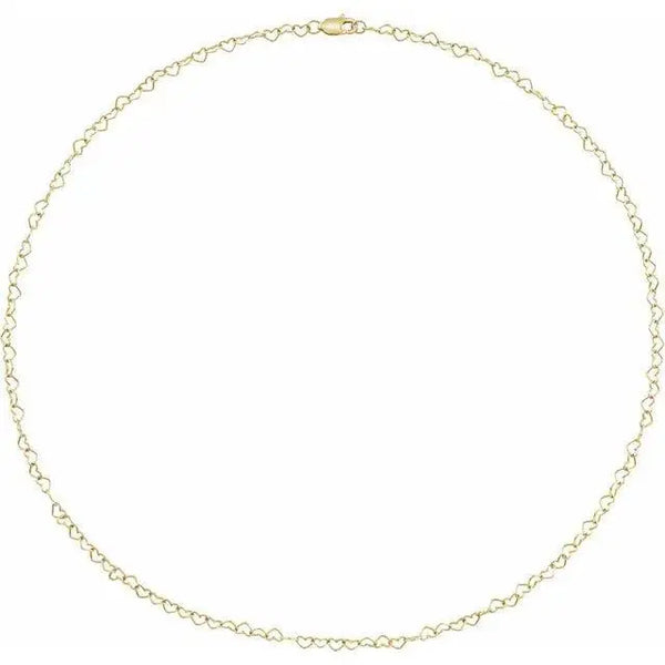 14K Gold Heart Cable Chain Necklace – 3.2mm Elegant Romantic Design - 2