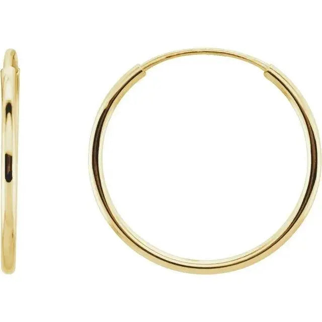 14K gold endless tube hoop earrings with seamless design