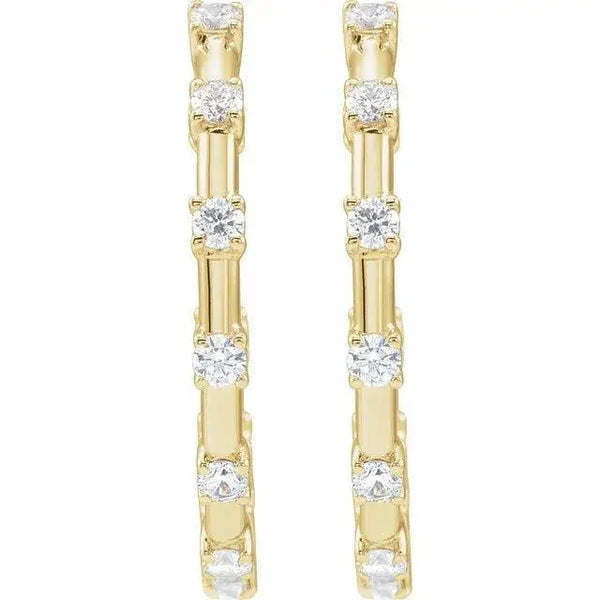 14K Gold Diamond Hoop Earrings – Radiant Elegance with Every Step - 2