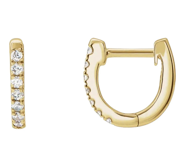 14K Gold 10mm Diamond Hoop Earrings – Small, Elegant, and Timeless