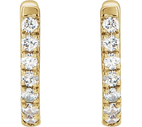 14K Gold 10mm Diamond Hoop Earrings – Small, Elegant, and Timeless - 2