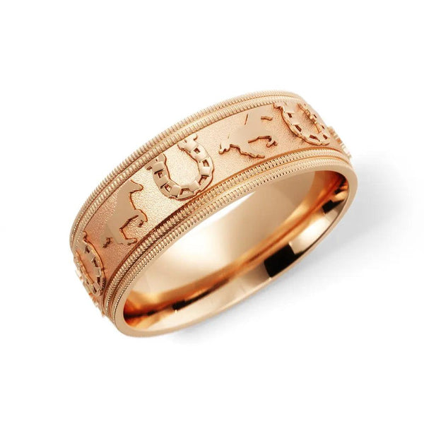 Horse Shoe Wedding Ring – Rose Gold 6mm