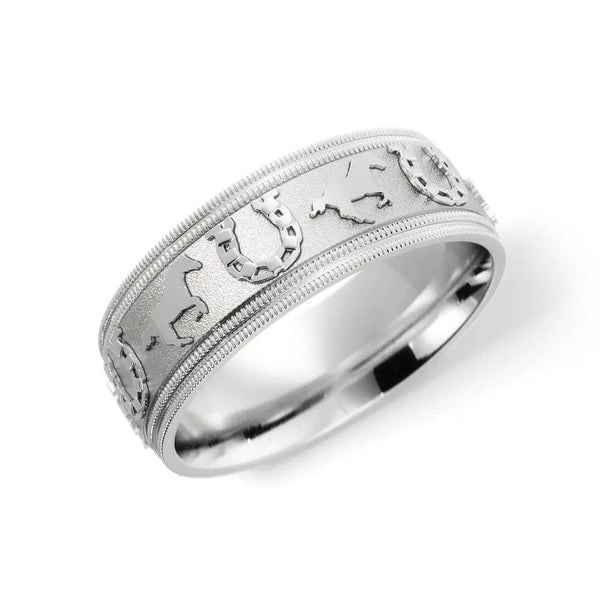 Horseshoe Wedding Ring – White Gold 6mm