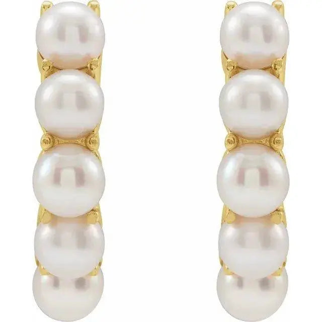 Classic Huggie Hoop Earrings in 14K Gold Featuring Lustrous Pearls