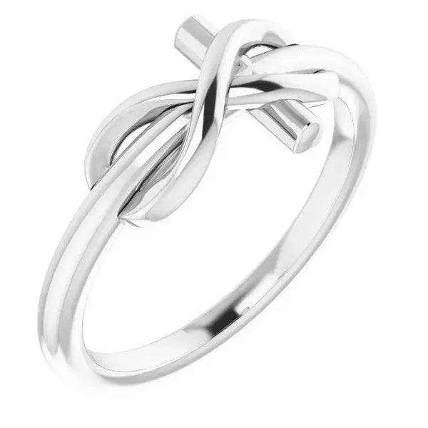 Infinity Cross Ring in Sterling Silver – Elegant Symbol of Faith for Women